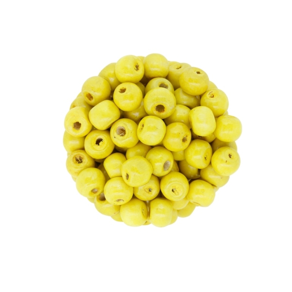 WOODEN BEADS - BALL SHAPED - 7x8mm YELLOW 12 - 50g Hole-3.0mm (300pcs.)