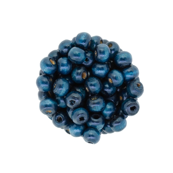 WOODEN BEADS - BALL SHAPED - 7x8mm BLUE (DARK) - 50g Hole-3.0mm (300pcs.)