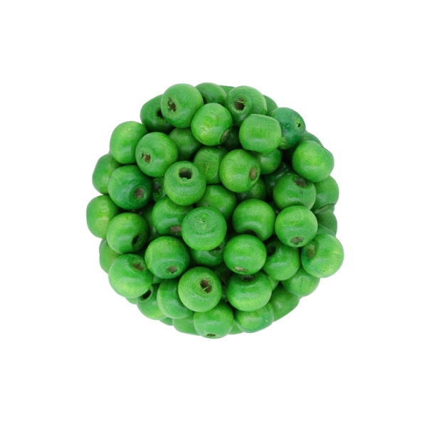 WOODEN BEADS - BALL SHAPED - 7x8mm GREEN GRASSY 08 - PACKAGE 500g Hole-3.0mm (3100pcs.)