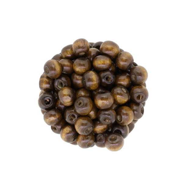 WOODEN BEADS - BALL SHAPED - 7x8mm BROWN 06 - PACKAGE 500g Hole-3.0mm (3000pcs.)