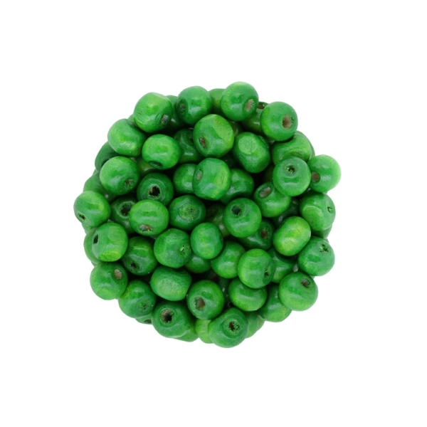 WOODEN BEADS - BALL SHAPED - 6x7mm GREEN GRASSY 08 - PACKAGE 500g Hole-3.0mm (4240pcs.)