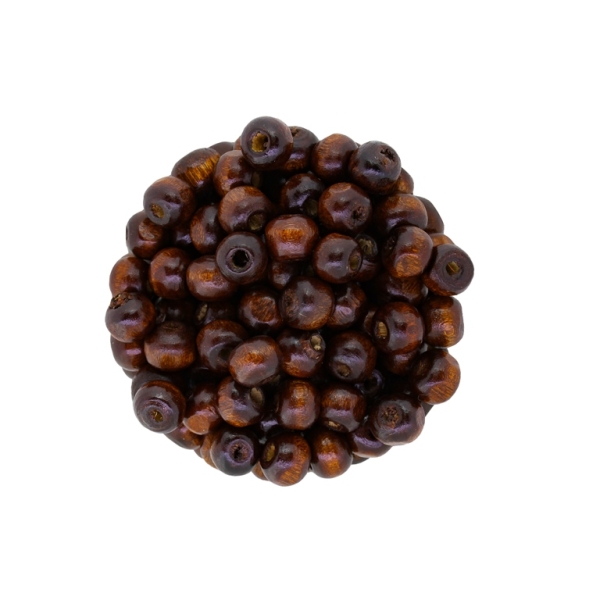 WOODEN BEADS - BALL SHAPED - 6x7mm BROWN (DARK) 07 - PACKAGE 500g Hole-3.0mm (4240pcs.)