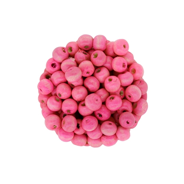 WOODEN BEADS - BALL SHAPED - 6x7mm PINK (LIGHT) - PACKAGE 500g Hole-3.0mm (4200pcs.)