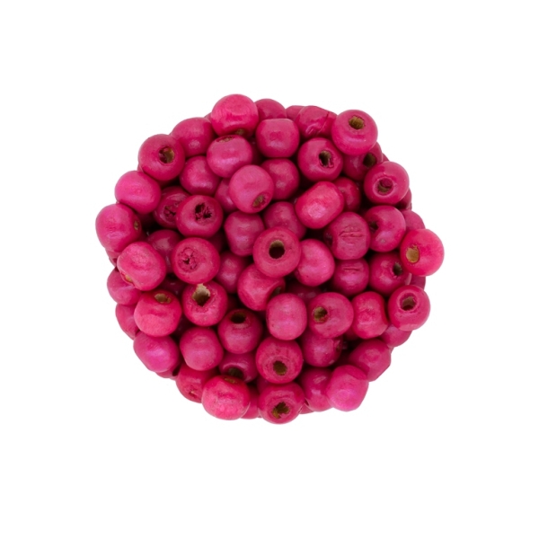 WOODEN BEADS - BALL SHAPED - 6x7mm CYCLAMEN - PACKAGE 500g Hole-3.0mm (4200pcs.)