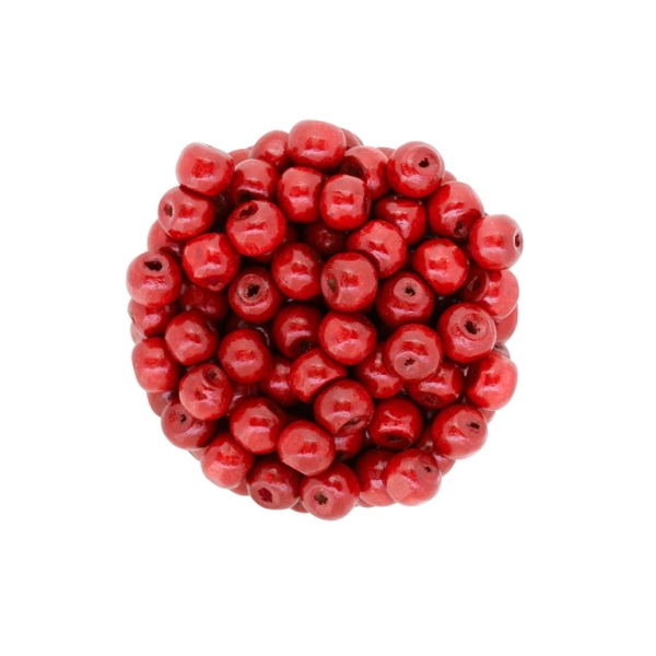 WOODEN BEADS - BALL SHAPED - 6x7mm RED 22 - PACKAGE 500g Hole-3.0mm (4500pcs.)