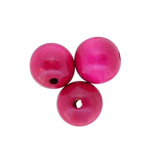 WOODEN BEADS - BALL SHAPED - 20x22mm CYCLAMEN - PACKAGE 100pcs. Hole-5.0mm