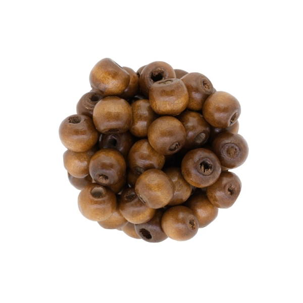 WOODEN BEADS - BALL SHAPED - 9x10mm BROWN 06 - PACKAGE 500g Hole-4.0mm (1630pcs.)