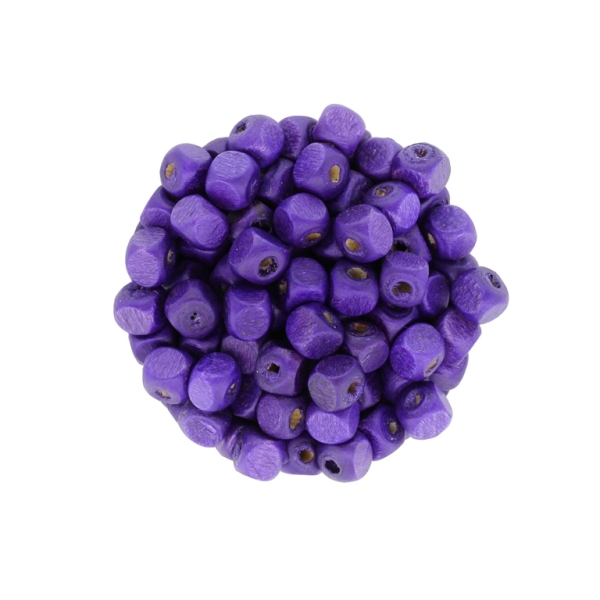 WOODEN BEADS - CUBE SHAPED - 6x6mm PURPLE (DARK) - 50g (445pcs.) Hole-2.0mm