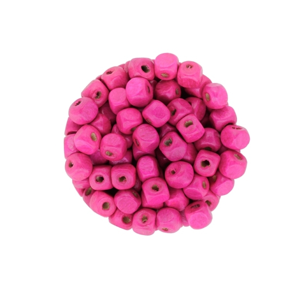 WOODEN BEADS - CUBE SHAPED - 6x6mm CYCLAMEN - 50g (440pcs.) Hole-2.0mm