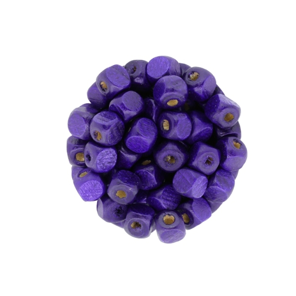 WOODEN BEADS - CUBE SHAPED - 8x8mm PURPLE (DARK) - 50g (240pcs.) Hole-3.0mm