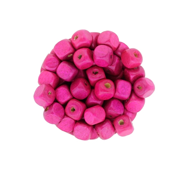 WOODEN BEADS - CUBE SHAPED - 8x8mm CYCLAMEN (DARK) - 50g (240pcs.) Hole-3.0mm