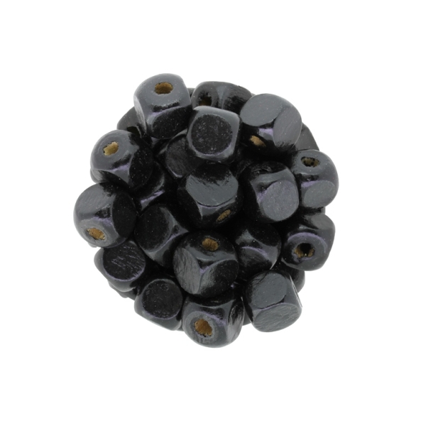 WOODEN BEADS - CUBE SHAPED - 10x10mm BLACK - 500g (1100pcs.) Hole-4.0mm