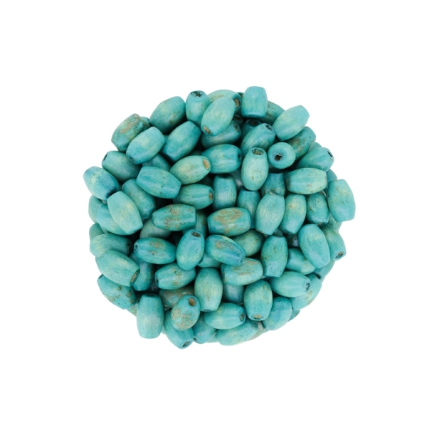 WOODEN BEADS - OVAL SHAPED - 8x5mm TURQUOISE - 500g Hole-1.5mm (7700pcs.)