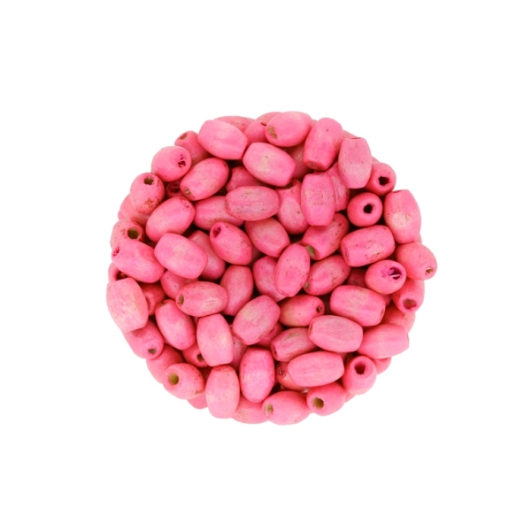 WOODEN BEADS - OVAL SHAPED - 8x5mm PINK - 500g Hole-1.5mm (7700pcs.)