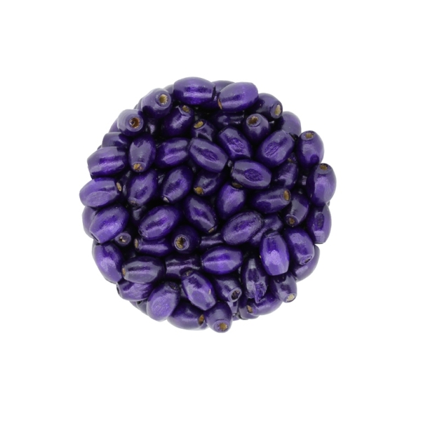 WOODEN BEADS - OVAL SHAPED - 8x5mm PURPLE (DARK) - 500g Hole-1.5mm (7700pcs.)