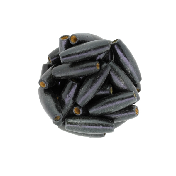 WOODEN BEADS - OVAL SHAPED - 23x8mm BLACK - 500g Hole-3.5mm (1000pcs.)