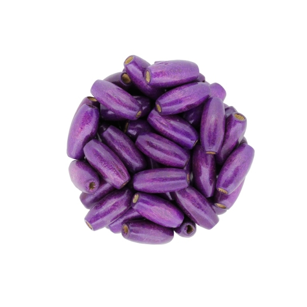 WOODEN BEADS - OVAL SHAPED - 15x7mm PURPLE VIOLET - 500g Hole-3.0mm (2200pcs.)