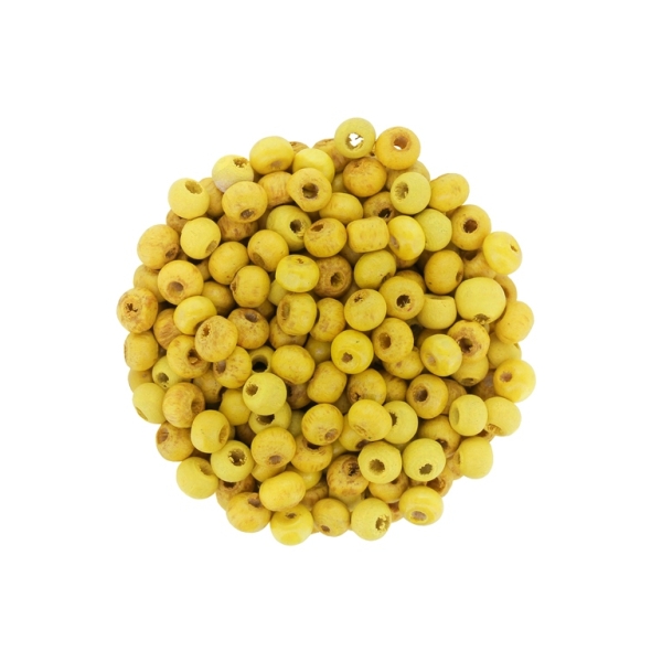 WOODEN BEADS - BALL SHAPED - 4x6mm YELLOW 12 - PACKAGE 500g Hole-2.0mm (14 000pcs.)