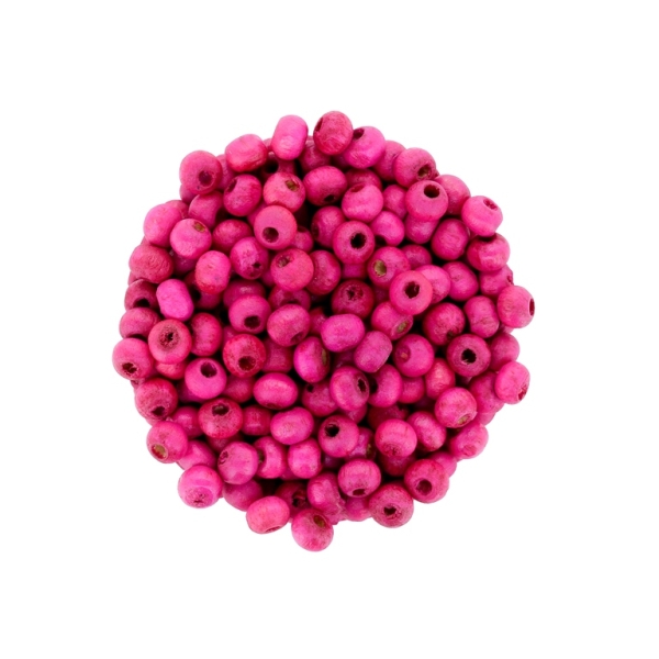 WOODEN BEADS - BALL SHAPED - 4x6mm CYCLAMEN (DARK) - PACKAGE 500g Hole-2.0mm (14 000pcs.)