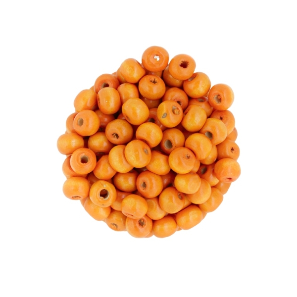 WOODEN BEADS - BALL SHAPED - 6x7mm ORANGE 18 - PACKAGE 500g Hole-3.0mm (4370pcs.)