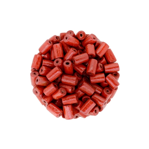 WOODEN BEADS - CYLINDER SHAPED - 8х5mm RED 22 - 500g Hole:3.0mm (5250pcs.)