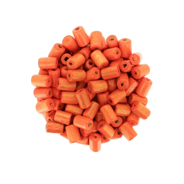 WOODEN BEADS - CYLINDER SHAPED - 8х5mm ORANGE 18 - 500g Hole:3.0mm (5100pcs.)