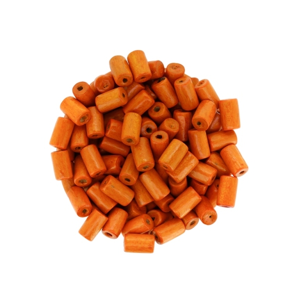 WOODEN BEADS - CYLINDER SHAPED - 8х5mm ORANGE (DARK) - 500g Hole:3.0mm (5570pcs.)