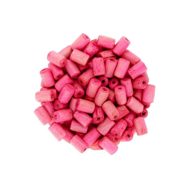 WOODEN BEADS - CYLINDER SHAPED - 8х5mm PINK - 500g Hole:3.0mm (6100pcs.)