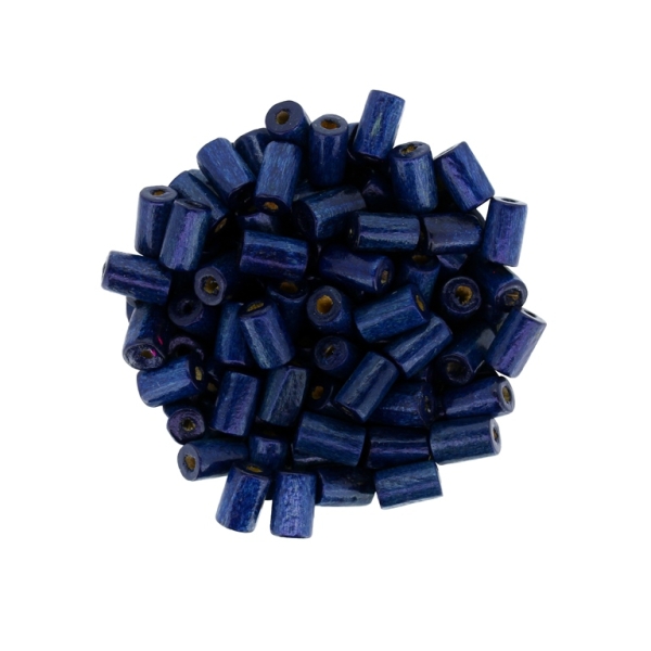 WOODEN BEADS - CYLINDER SHAPED - 8х5mm BLUE (DARK) - 50g Hole:3.0mm (550pcs.)