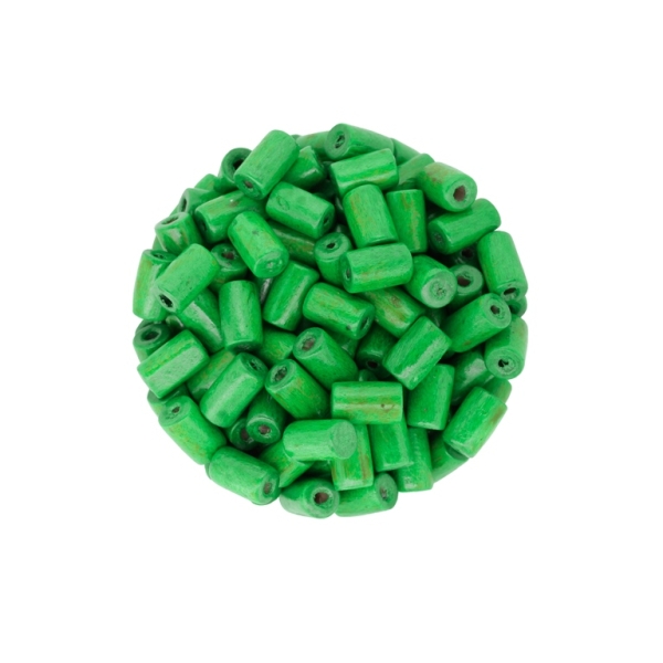 WOODEN BEADS - CYLINDER SHAPED - 8х5mm GREEN GRASSY 08 - 500g Hole:3.0mm (5600pcs.)