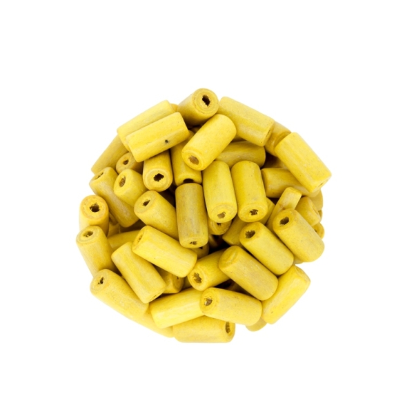 WOODEN BEADS - CYLINDER SHAPED - 12х6mm YELLOW 12 - 500g Hole:3.0mm (3100pcs.)