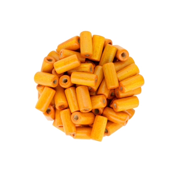 WOODEN BEADS - CYLINDER SHAPED - 12х6mm ORANGE (LIGHT) - 500g Hole:3.0mm (3100pcs.)