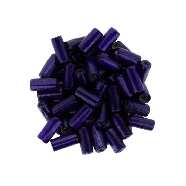 WOODEN BEADS - CYLINDER SHAPED - 12х6mm PURPLE (DARK) - 500g Hole:3.0mm (3200pcs.)