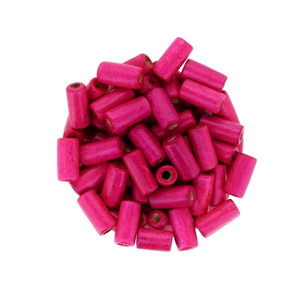 WOODEN BEADS - CYLINDER SHAPED - 12х6mm CYCLAMEN - 50g Hole:3.0mm (310pcs.)