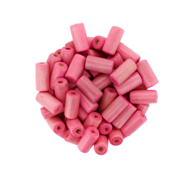 WOODEN BEADS - CYLINDER SHAPED - 12х6mm PINK (LIGHT) - 500g Hole:3.0mm (2700pcs.)