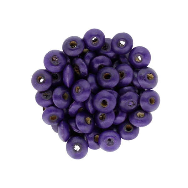 WOODEN BEADS - DONUT SHAPED 01 - 10x5mm PURPLE (DARK) - PACKAGE 500g Hole-3.0mm (1500pcs.)