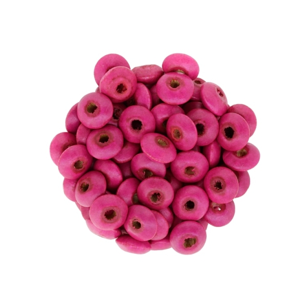 WOODEN BEADS - DONUT SHAPED 01 - 10x5mm CYCLAMEN - PACKAGE 500g Hole-3.0mm (1500pcs.)