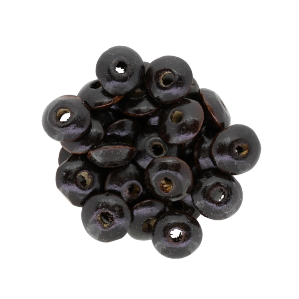 WOODEN BEADS - DONUT SHAPED 01 - 14x6mm BROWN (DARK) 07 - PACKAGE 500g Hole-4.0mm (1400pcs.)