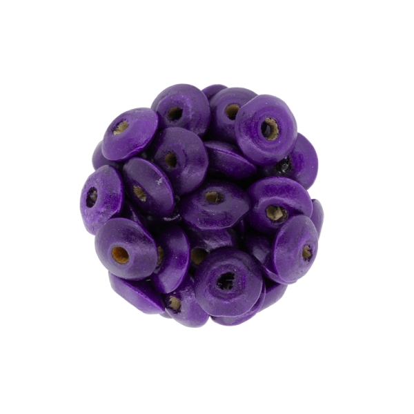 WOODEN BEADS - DONUT SHAPED 01 - 14x6mm PURPLE (DARK) - PACKAGE 500g Hole-4.0mm (1500pcs.)