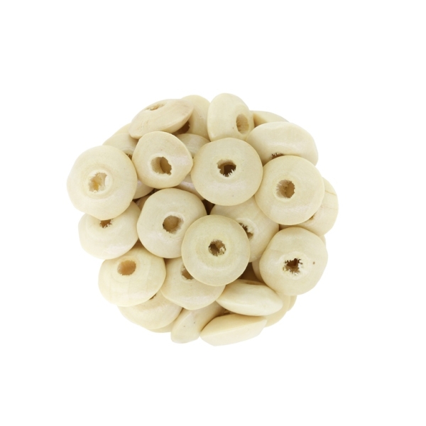 WOODEN BEADS - DONUT SHAPED 01 - 14x6mm NATURAL (LIGHT) 02 - PACKAGE 500g Hole-4.0mm (1400pcs.)