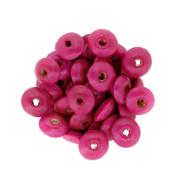 WOODEN BEADS - DONUT SHAPED 01 - 14x6mm CYCLAMEN - PACKAGE 500g Hole-4.0mm (1500pcs.)