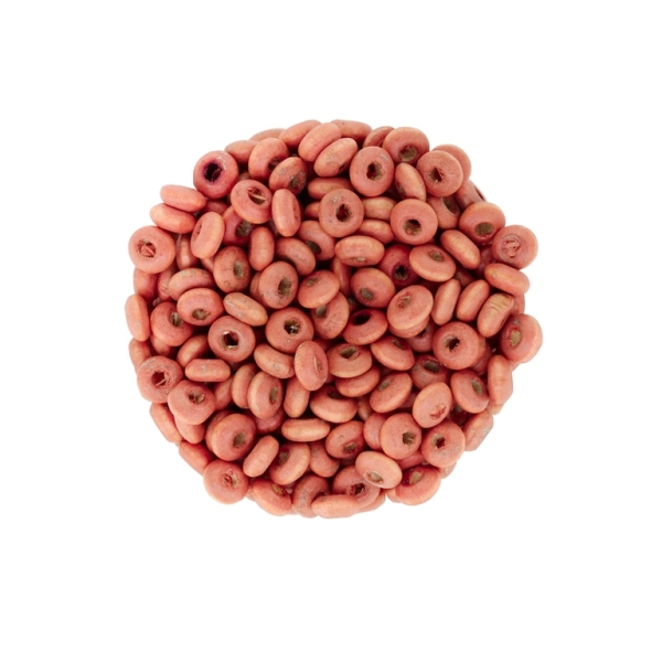 WOODEN BEADS - DONUT SHAPED 01 - 6x3mm CORAL (LIGHT) - PACKAGE 500g Hole-2.0mm (13800pcs.)