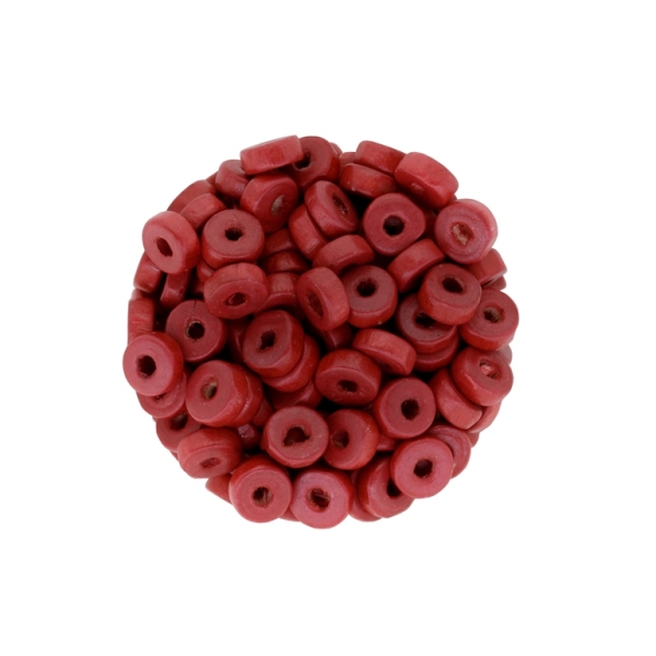 WOODEN BEADS - ROUND DISC SHAPED 2 - 8х4mm RED 22 - 500g Hole:3.0mm (5150pcs.)