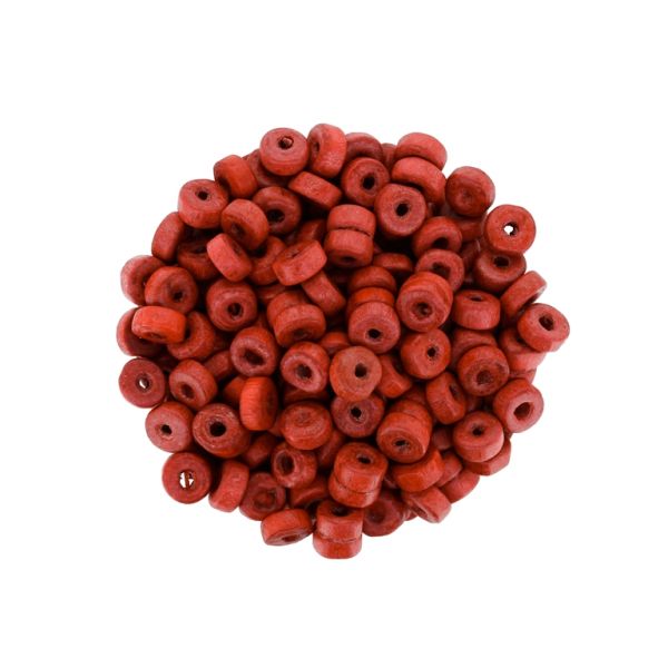 WOODEN BEADS - ROUND DISC SHAPED 2 - 6х3mm RED (LIGHT) - 50g Hole:2.0mm (980pcs.)