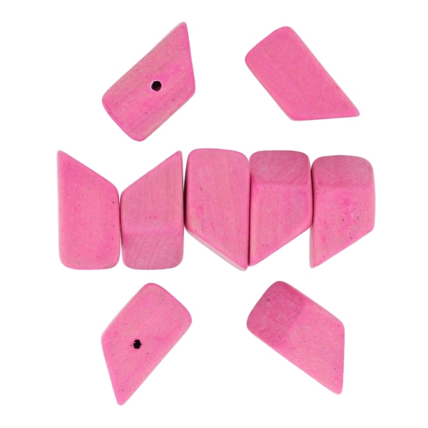 WOODEN BEADS - IRREGULAR FORM 02 - 13х13х23mm PINK - 100pcs. Hole:2.0mm