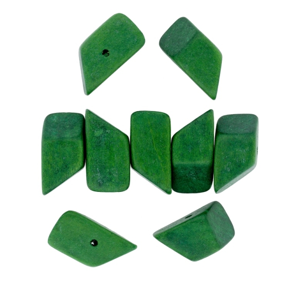 WOODEN BEADS - IRREGULAR FORM 02 - 13х13х23mm GREEN (DARK)- 100pcs. Hole:2.0mm