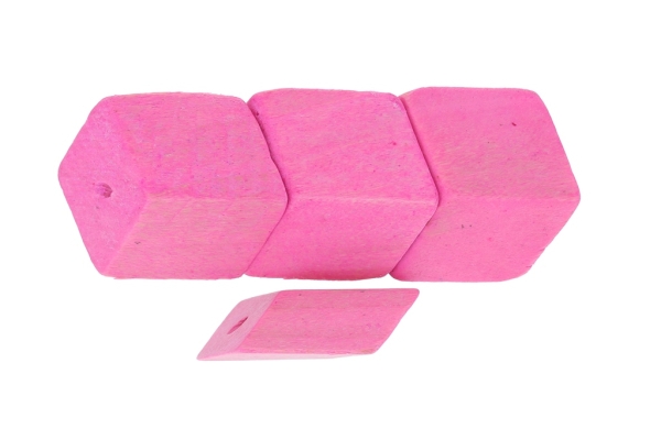 WOODEN BEADS - IRREGULAR FORM 01 - 20х17х17mm PINK - 100pcs. Hole:3.0mm