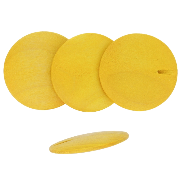 WOODEN BEADS - CIRCLE COIN - 35x5mm YELLOW - 100pcs. Hole-2.0mm