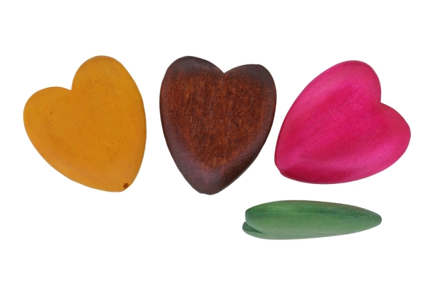 WOODEN BEADS - HEART SHAPED - 43х37х8 MM MIX - 5 PCS Hole:3.0mm