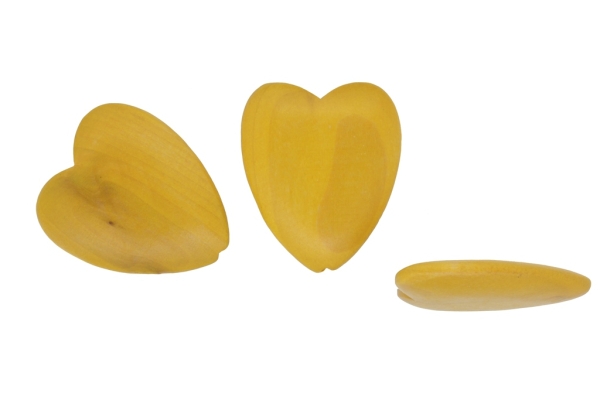 WOODEN BEADS - HEART SHAPED - 43х37х8 MM YELLOW - 50 PCS Hole:3.0mm